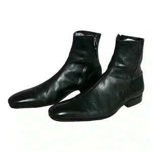 n.d.c Black Leather Chelsea Boots  with Zipper Madw by Hand